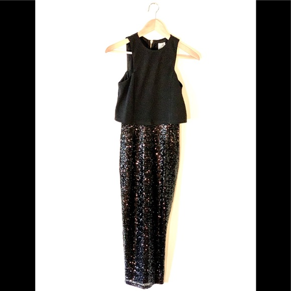 *NWT* Asos Tall Sequined Black Midi Dress - Picture 1 of 4